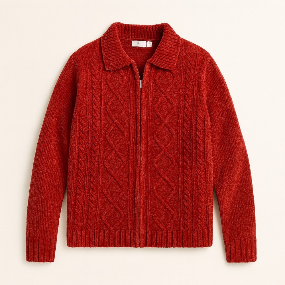 Croft & Barrow Rich Red Cable Knit Cardigan